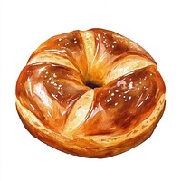 Pretzel bun illustration watercolor realistic.