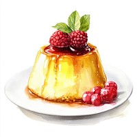 Custard Pudding dessert illustration berries.