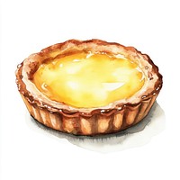 Cheese tart dessert illustration watercolor.