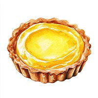 Lemon curd tart dessert illustration watercolor.