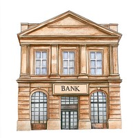 Light-brown classic bank building architecture illustration architectural.