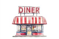 American retro diner restaurant illustration watercolor american.