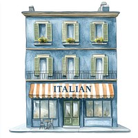 American retail townhouse illustration watercolor windows.