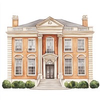 Vintage Georgian Mansion architecture illustration building.