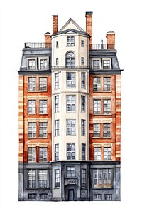 American classic building architecture illustration watercolor.