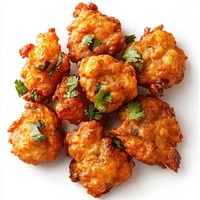 Pakoras fritters food garnish.