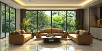 Modern living room nature view