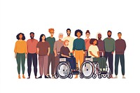 Diverse group of people standing together wheelchair person diversity.