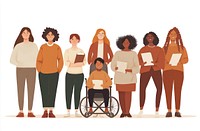 Diverse group of people standing together person illustration wheelchair.