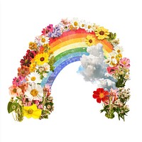 Flower Collage spring rainbow flowers illustration pattern.