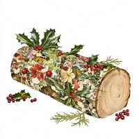 Flower Collage Yule log illustration berries flower.