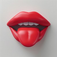 Tongue lips vibrant red.