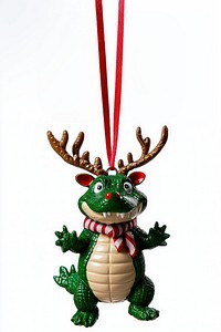 Crocodile in Reindeer Costume Bauble ornament reindeer antlers.