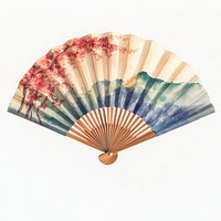 Chinese folding fan watercolor invertebrate traditional.