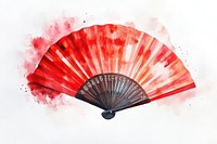 Red Chinese folding fan watercolor transportation illustration.