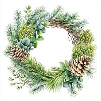 Wreath with Pine and Spruce Branches wreath illustration green.