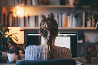 Female employee screen plants woman.