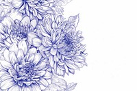 Vintage drawing flowers pattern sketch blue.