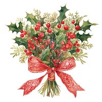 Holly bouquet art illustration christmas.