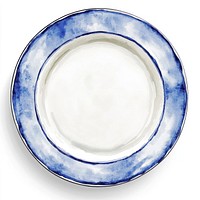 White and blue dinner plate art illustration watercolor.