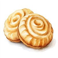 Danish butter cookies dessert illustration watercolor.