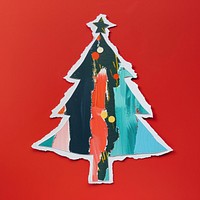 Christmas tree paper cut illustration decoration colorful.