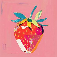 Strawberry paper cut illustration background painting.