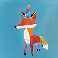 Fox paper cut art hat illustration.