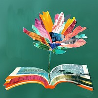 Open book paper cut illustration abstract colorful.