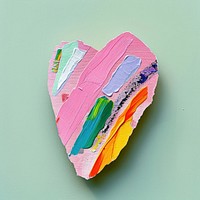 Pink heart paper cut abstract colorful painting.