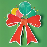 Red ribbon bow paper cut background colorful green.