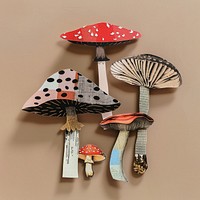 Mushroom retro paper collage illustration fungus design.