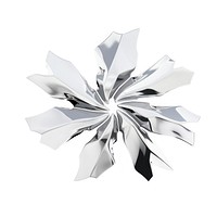 Y2k chrome snowflake art metallic abstract.