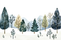 Watercolor winter border trees illustration forest.