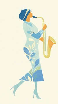 Jazz woman wallpaper illustration mobile art.