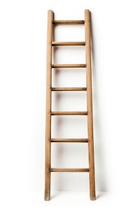 Wooden ladder isolated white furniture.