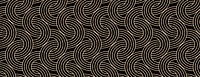 Seamless black background with wavy beige lines. The background a repeating swirl pattern, with beige lines on a black background. Vector. Art deco pattern background. Black background vector.