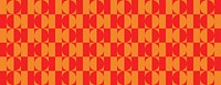 Retro vector geometric background with red and orange repeating patterns. The background features bold red and orange circular designs. Orange colorful retro geometric pattern background vector.