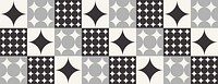 Geometric background with black and gray patterns. The background features black and gray star and circle designs in a tiled style. Minimal retro geometric star pattern vector background