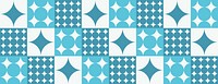 Geometric background with blue and teal patterns. The background features star and circle motifs in blue and teal hues. Minimal retro geometric star pattern vector background