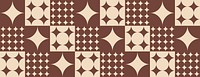 Retro geometric background with brown and beige colors. The background features circular and star patterns in brown and beige. Minimal retro geometric star pattern vector background