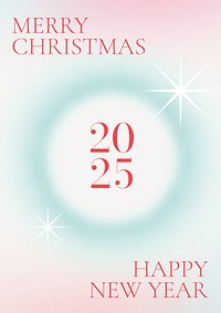 Christmas & new year poster template, abstract gradient pink green design vector