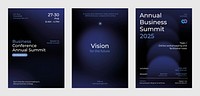 Dark blue business poster template set vector