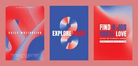 Motivational poster template set with bold typography. Modern abstract inspiration poster template set. Red blue gradient design. Modern vector poster templates, vibrant red blue gradient design