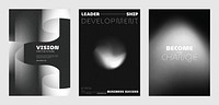 Monochrome vector poster collection. Modern abstract business poster template set. Black and white monochrome template design. Modern vector poster templates collection, black gradient design