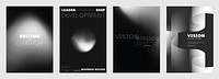 Monochrome business vector template posters. Modern abstract business poster template set. Black and white monochrome template design. Set of modern vector poster templates, black gradient design