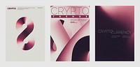 Futuristic crypto finance vector template design set. Futuristic vector poster template set with abstract red gradient background design. Set of Futuristic poster templates, red gradient design