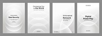 Set of modern templates for technology innovation, data analytics, and digital transformation. Set of poster templates in gray with digital technology and data security. Poster template vector  set.