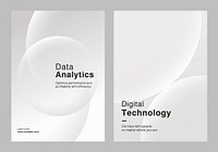 Two poster of technology template set, data analysis. Set of poster templates in gray with digital technology and innovative. Poster template vector set.