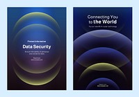 Set of modern technology-themed posters, showcasing digital data analytics, and innovation. Set of poster templates in blue with digital technology and data security. Poster template vector  set.